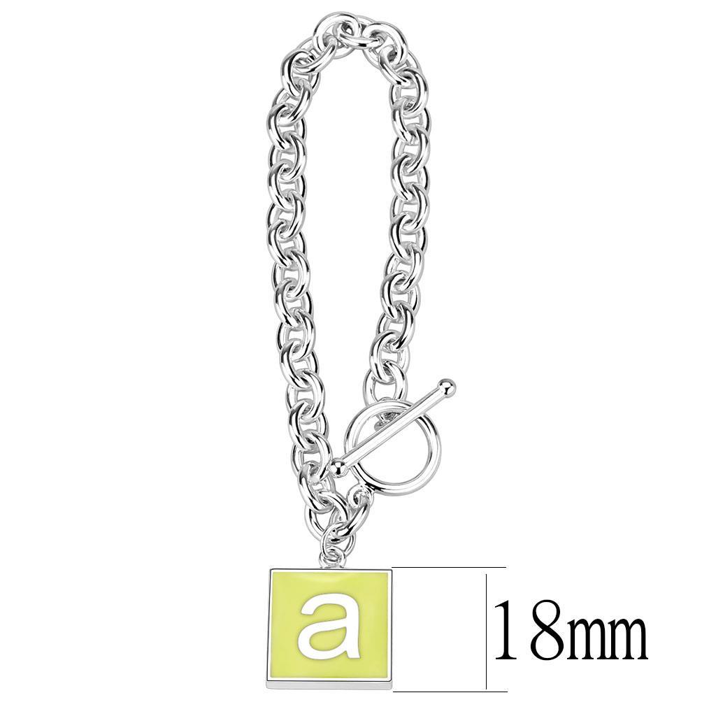LO4637 - High-Polished Brass Bracelet with Epoxy in Emerald