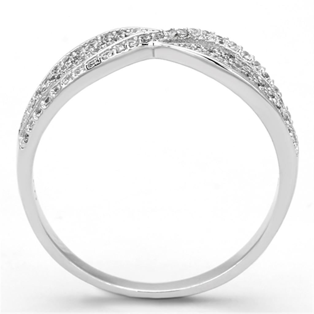 TS108 - Rhodium 925 Sterling Silver Ring with AAA Grade CZ in Clear