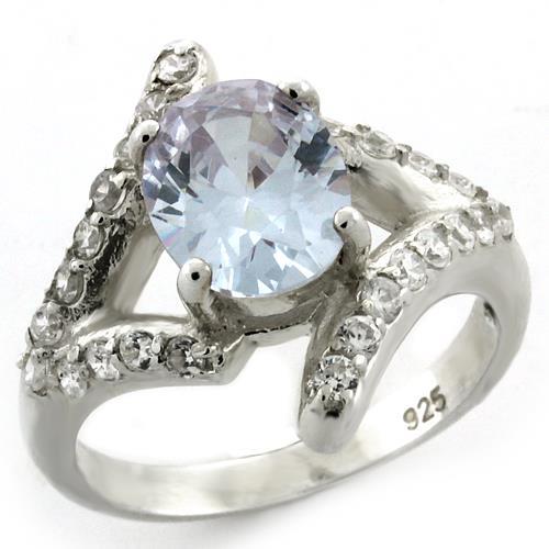 LOAS1135 - High-Polished 925 Sterling Silver Ring with AAA Grade CZ in Light Amethyst