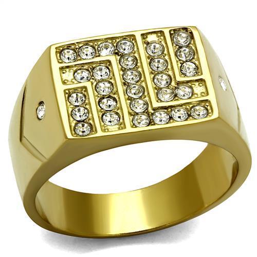 TK2311 - IP Gold(Ion Plating) Stainless Steel Ring with Top Grade Crystal in Clear