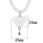 LO3821 - Antique Silver White Metal Necklace with Synthetic Glass Bead in White